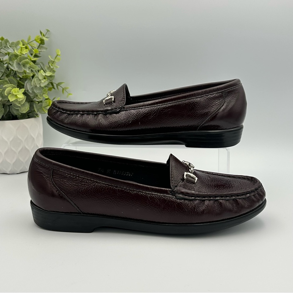 SAS Women’s Metro Horsebit Dark Brown Patent Leather Loafers Shoes Size 7.5 - Picture 2 of 10